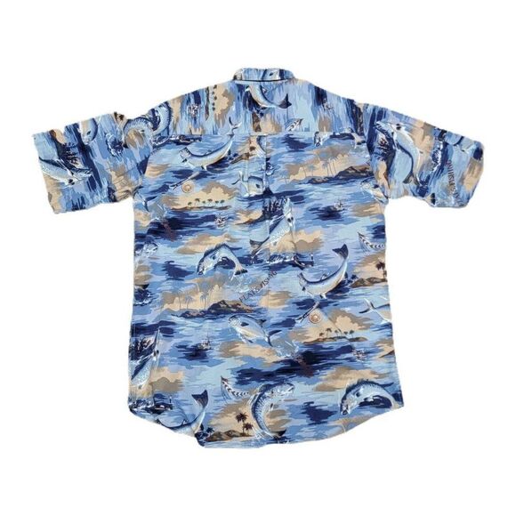 Bimini Bay Blue Flats Fishing Hawaiian Fish Outfitter Button Down M Shirt Men's - Picture 4 of 4